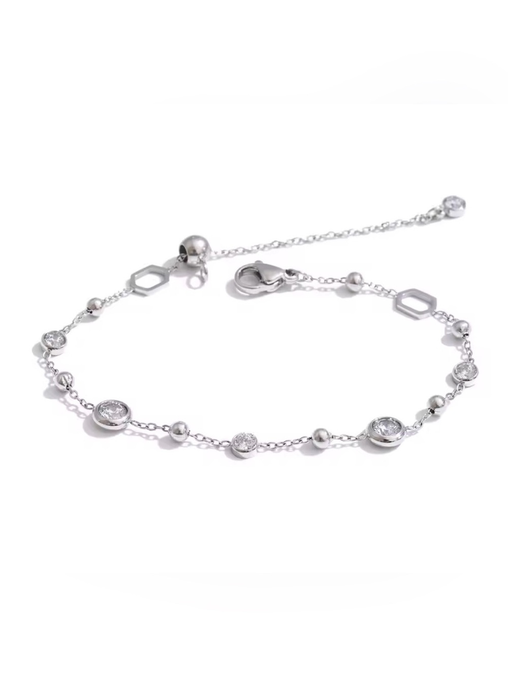 Cubic Zirconia Adjustable Chain Bracelet